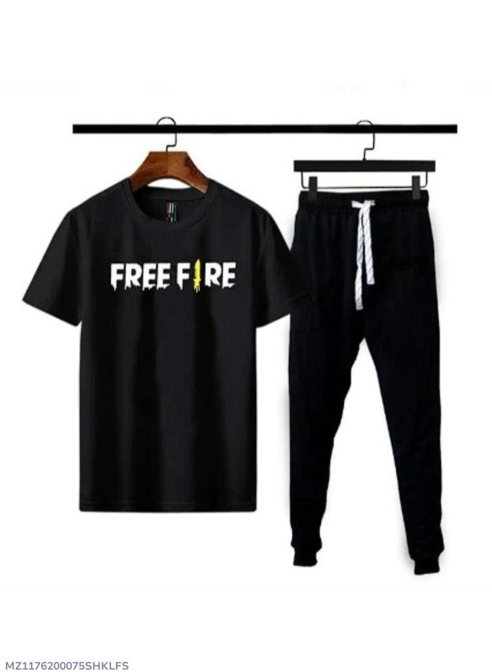 Men Free Fire Printed Black Track Suit Medium to XL