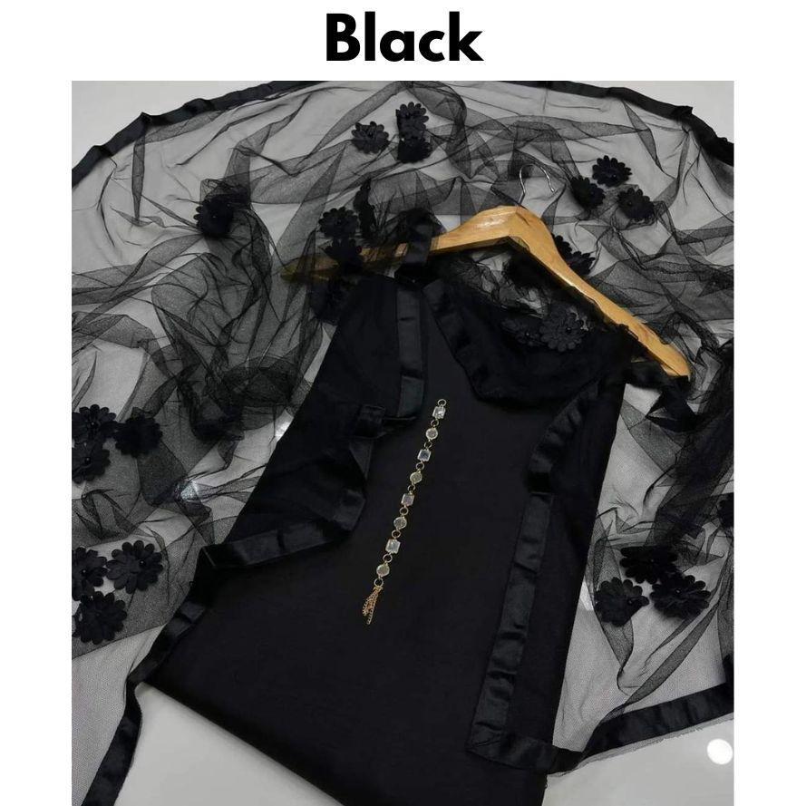 Black Katan Silk Women's 3-Piece Suit Set