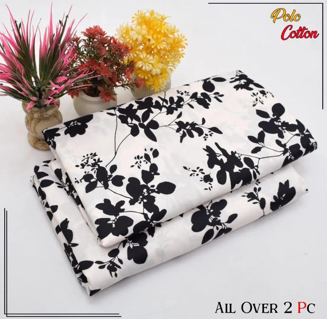 2 Pcs Women's Unstitched Printed Suit